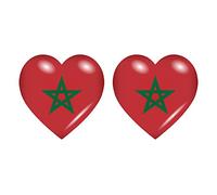 Akachafactory 2X Autocollant Sticker Drapeau Coeur MA Maroc