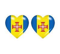 Akachafactory 2X Autocollant Sticker Drapeau Coeur Madeira madere Portugal