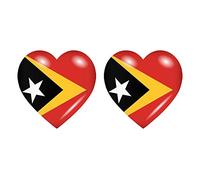 Akachafactory 2X Autocollant Sticker Drapeau Coeur TL Timor Oriental