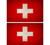 Akachafactory 2X Autocollant Sticker Drapeau Vintage Vieilli CH Suisse