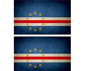 Akachafactory 2X Autocollant Sticker Drapeau Vintage Vieilli CV Cabo Verde