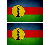 Akachafactory 2X Autocollant Sticker Drapeau Vintage Vieilli NC Nouvelle caledonie kanak kanaky