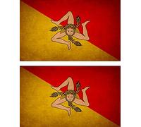 Akachafactory 2X Autocollant Sticker Drapeau Vintage Vieilli sicile sicilien