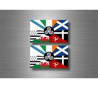 Akachafactory 2X Autocollant Sticker Voiture Moto Drapeau Nations Celtique celte Breizh