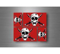 Akachafactory 4X Autocollant Sticker Voiture Jolly Roger Drapeau Pirate Biker Jack rackam r6
