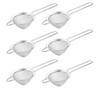 Akamino Lot de 6 petites passoires en acier inoxydable avec crochets de suspension, 23 x 8,5 cm, passoire à cocktail, passoire de cuisine en forme de cône pour jus, thé, café, farine