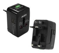 Akashi Adaptateur de voyage ALTWP 200 BLK Universel avec 2 ports USB Noir