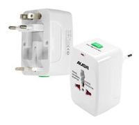 Adaptateur Voyage International US / UK / EU / AUS 1x Sortie Femelle Akashi Blanc