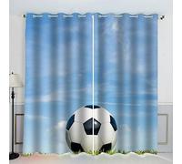 AKATIE Football Rideau Occultant Lot de 2 Chambre Enfant Fille Garcon 3D Impression Thème du Sport Motif Rideaux Acoustiques Opaque Petites Fenêtres Décoration （140x160 cm）