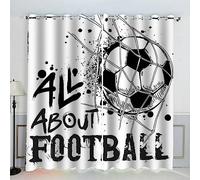 AKATIE Football Rideau Thermique Isolant Anti Froid 2 Pièces Rideaux Foot Noir Et Blanc Rideau Occultant 3D Impression Moderne Salon Chambre Rideaux Acoustiques （183x214 cm）