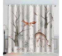 AKATIE Hibou Hérisson Rideau Occultant Lot de 2 Chambre Enfant Fille Garcon 3D Impression Animaux De La Forêt Motif Rideaux Acoustiques Opaque Petites Fenêtres Décoration （140x160 cm）