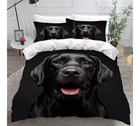 AKATIE Housse de Couette 220x240 Ado Adulte Parure de Lit Labrador Retriever Chien Animal Noir Housse de Couette en Microfibre Hypoallergique Ensemble de Literie avec 2 Taies d'oreiller