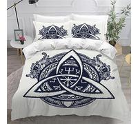 AKATIE Housse de Couette 220x240 Ado Adulte Parure de Lit Noeud Celtique Dragon Housse de Couette en Microfibre Hypoallergique Ensemble de Literie avec 2 Taies d'oreiller