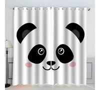 AKATIE Panda Mignon Rideau Occultant Lot de 2 Chambre Enfant Fille Garcon 3D Impression Blanc Motif Rideaux Acoustiques Opaque Petites Fenêtres Décoration （140x160 cm）