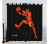 AKATIE Rideau Basket-Ball Joueur De Basketball Rideau Thermique Isolant Anti Froid Rideau Occultant Oeillet 2 Pièces Opaque Salon Maison Décoration Rideaux Polyester （234x137 cm）