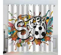 AKATIE Rideau Football Sport Football Coloré Rideau Thermique Isolant Anti Froid Rideau Occultant Oeillet 2 Pièces Opaque Salon Maison Décoration Rideaux Polyester （234x137 cm）