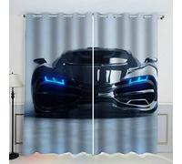 AKATIE Rideau Voiture De Course Belle Voiture De Sport Rideau Thermique Isolant Anti Froid Rideau Occultant Oeillet 2 Pièces Opaque Salon Maison Décoration Rideaux Polyester （234x137 cm）