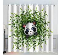 AKATIE Rideaux Bébé Panda Feuilles De Bambou Rideau Occultant Chambre Fille Garcon Rideaux Chambre Ado Isolation Thermique et Réduction du Bruit Rideau （200x200 cm）