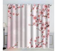 AKATIE Rideaux Floral Fleur De Cerisier Rose Rideau Occultant Chambre Fille Garcon Rideaux Chambre Ado Isolation Thermique et Réduction du Bruit Rideau （200x200 cm）