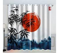 AKATIE Rideaux Foret De Bambou Style Japonais Rideau Occultant Chambre Fille Garcon Rideaux Chambre Ado Isolation Thermique et Réduction du Bruit Rideau （200x200 cm）