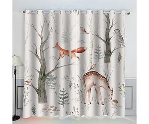 AKATIE Rideaux Hibou Hérisson Animaux De La Forêt Rideau Occultant Chambre Fille Garcon Rideaux Chambre Ado Isolation Thermique et Réduction du Bruit Rideau （200x200 cm）