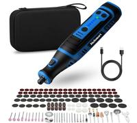 Akdomart Outil Rotatif Multifonction Sans Fil, 8V 2.0Ah Mini Meuleuse | Mini Perceuse Multitool Avec 135 Accessoires, Lumière LED, 5 Vitesse 30000 tr/min, Pour Percer, Graver, Polir, Meuler