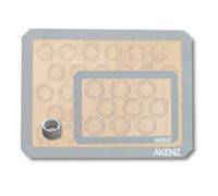 Akenz - Lot de 2 tapis feuille toile de cuisson en silicone anti-adhérent pâtisserie cuisine réutilisable macarons pour plaque four et cake factory avec velcro de rangement profesionnel