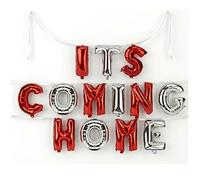 AKH® Bannière de ballons en aluminium « It's Coming Home » de 40,6 cm pour décoration de fête de la Coupe du monde et de l'Euros, grande décoration murale de 4,4 m, remplissage d'air ou d'hélium