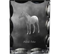 Akhal-Teke - cristal avec image de cheval, statuette en verre avec image, cadre unique avec image de la marque Art-Dog