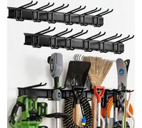 Aking Ace Lot de 2 supports de rangement muraux pour outils de garage, outils de jardin, crochets muraux et cintres, peut supporter jusqu'à 158,8 kg, noir