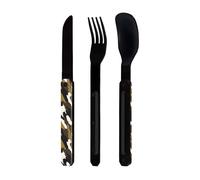 AKINOD 12H34 Set de 3 couverts inox nomades CAMO VERT finition Black