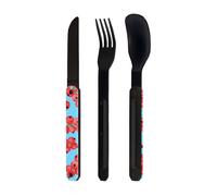 AKINOD 12H34 Set de 3 couverts inox nomades GROSEILLE finition Black