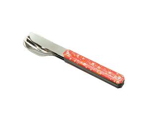 AKINOD 12H34 Set de 3 couverts inox nomades HELIANTHEME ROUGE