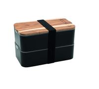 akinod - Boîte Bento 11:46 - Lunch Box Étanche, Double Compartiment - Compatible Lave-Vaisselle, Congélateur, Micro-Ondes - 1,4 L - 19 x 10,5 x 11,5 cm - Noir