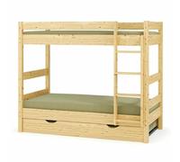 Akiten retail Lit superposé avec sommier gigogne 80x190 cm Bois Naturel