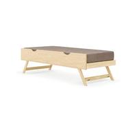 Akiten retail Pack avec sommier gigogne avec façade et Matelas ALEC 80x200 cm Bois Naturel