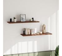 AKKE Étagère Murale - Étagère Flottante - 70 cm - Panneau en Bois et Métal - Loft Breto Noyer foncé