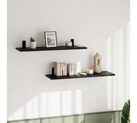 AKKE Étagère Murale - Étagère Flottante - 80 cm - Panneau en Bois et Métal - Loft Breto Noir