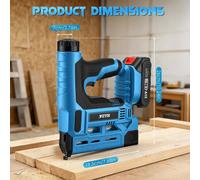 Akkunagler 18 Gauge - Cloueur électrique 2-en-1 et agrafeuse - Sans fil, pour cadres et meubles - Livré avec 2 batteries de 2,0 Ah et 1000 clous/agrafes - Couleur : bleu
