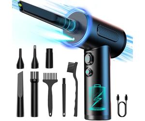 AKLIFFE Aspirateur Voiture Souffleur PC Electrique 3 en 1, 7800mAh, 120.000 TR/Min 3 Vitesses Bombe Air Sec - Nettoyage PC avec Lumière LED, Souffleur Air Comprimé pour Clavier d'ordinateur de Voiture