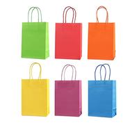 AKLOSIPY 24PCS Couleurs Assorties Kraft avec Poignées - 12x16x6cm Fruit Rouge Bleu Jaune Orange Emballage de Fête pour Anniversaire Mariage