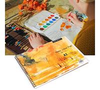 AKLOSIPY Carnet de Croquis Aquarelle 180 g/m² - Bloc Pastel Gris Neutre - Carnet de Dessin à Reliure Spirale pour Aquarelle, Gouache, Encre Fusain et Pastels Tendres, 40 Feuilles, Couverture Kraft