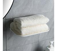AKLOSIPY Étagère Flottante de Salle de Bain - Étagère Murale Pliante Peu Encombrante pour Articles de Toilette, Serviettes et Vêtements - Installation sans Perçage (Petit Blanc)
