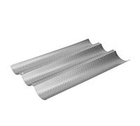 AKLOSIPY Moule à Pain Français épais perforé Multi-Rainures, Antiadhésif, 4 Rainures, Argent pour la Cuisson Domestique et Professionnelle (Trois emplacements)