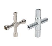 AKLOSIPY Pack de Clés de Robinet de Seuil à 4 Voies en Acier Inoxydable e Valve Utilitaire Multifonction pour Armoire électrique à Gaz, Serrure d'ascenseur, Tige Ronde, Outil Portable Compact