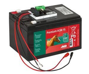 AKO Kit complet Premium AGM 15 Ah idéal pour électrificateurs à pile 9 V