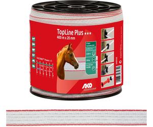 AKO Weidezaunband TopLine Plus weiß/rot, 400 m Länge, 20 mm breit