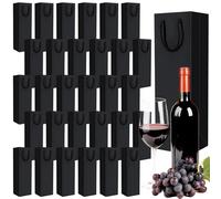 AKOLAFE 11 Pièces Sacs Cadeaux Vin Noirs 11 x 9 x 35 cm, Sac Bouteille en Papier Kraft à Poignées, Sac Cadeau Bouteille pour Champagne, Fête et Boutique