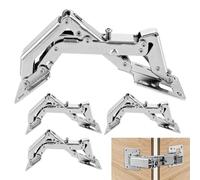 AKOLAFE 4 Pièces Charnière Porte Placard 170°, Charnière Invisible Hydraulique sans Perçage, Fermeture Amortie en Acier Laminé à Froid 150 mm avec Vis pour Meuble Cuisine