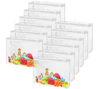 AKOLAFE Lot de 12 sacs de rangement en PVC transparent avec poignée pour jouets Lego 40 x 10 x 30 cm